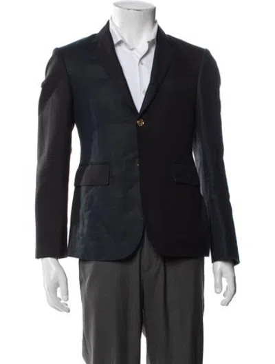 Pre-owned Thom Browne Linen Grosgrain Trim Blazer In Blue