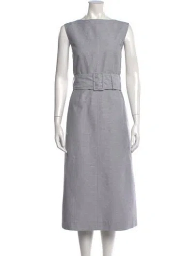 Pre-owned Thom Browne Linen Midi Length Dress W/ Tags In Gray