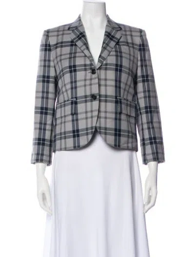 Pre-owned Thom Browne Linen Plaid Print Blazer W/ Tags In Gray