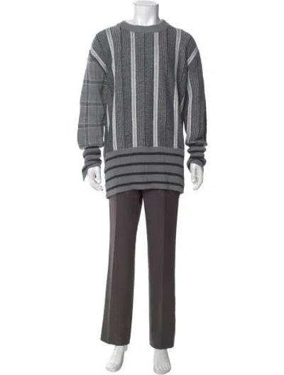 Pre-owned Thom Browne Linen Striped Cardigan In Gray