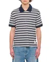 Thom Browne Striped Linen-blend Jersey Polo Shirt