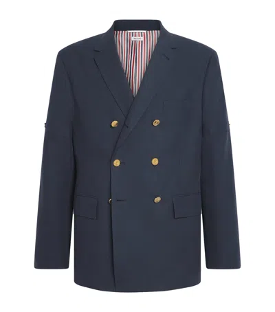 Thom Browne Linen-cotton University Blazer In Blue