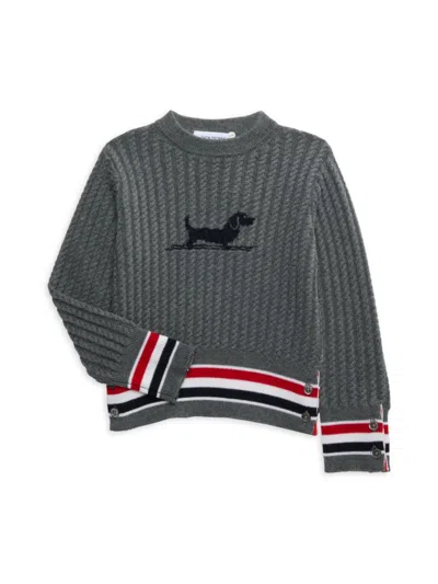 Thom Browne Kids' Little Boy's & Boy's Logo Virgin Wool Sweater In Grey