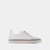 THOM BROWNE LO-TOP SNEAKERS - THOM BROWNE - WHITE - LEATHER