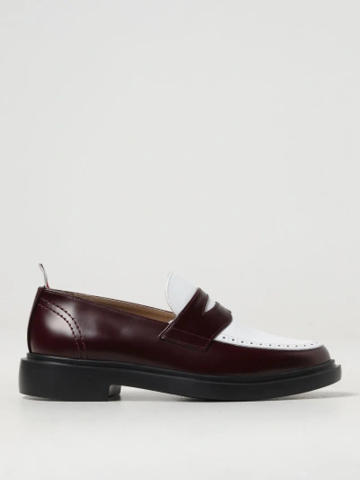 Thom Browne Panelled Leather Loafers In Burgundy