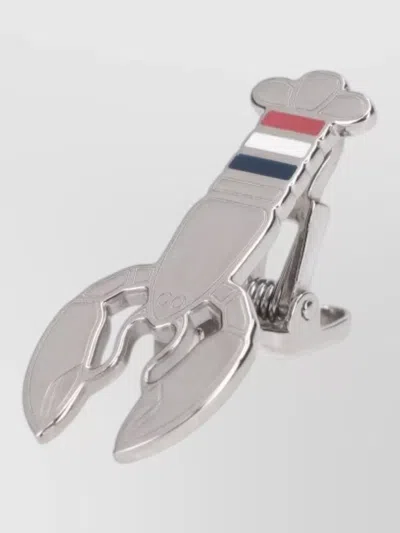 Thom Browne Lobster Brooch Pin Silver Finish Enamel In Metallic