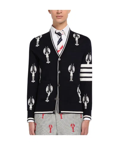 Thom Browne Lobster Motif Cardigan In Black