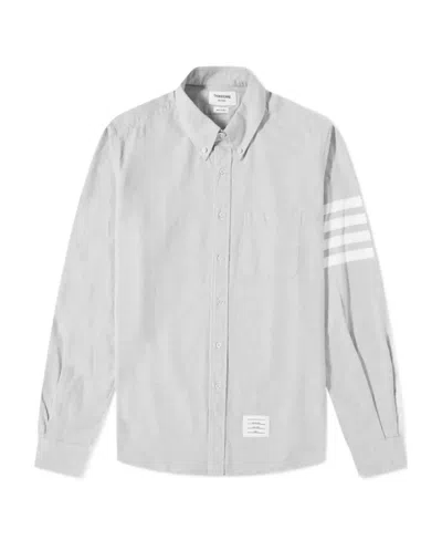 Thom Browne Logo 4-striped Flannel Shirt In Gray