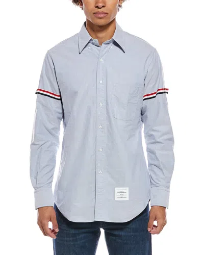 Thom Browne Logo Button Shirt In Blue
