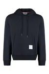 Thom Browne Logo Cotton Hoodie In Blue
