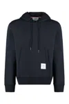 Thom Browne Drawstring Hoodie With Ribbed Cuffs In Blue