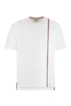 Thom Browne Crewneck T-shirt With Tricolor Intarsia In White
