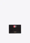 Thom Browne 4-bar Embossing Grosgrain Tab Detail Pebble Grain Leather Bifold Wallet In Black