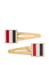 Thom Browne Logo-detail Hair Clips In Brown