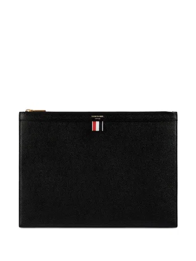 Thom Browne Medium Document Holder With Iconic Logo In Nero