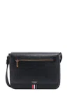 Thom Browne Logo Detailed Messenger Bag In Black