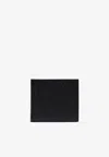 Thom Browne 4-bar Embossing Grosgrain Tab Detail Pebble Grain Leather Bifold Wallet In Black