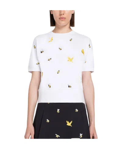 Thom Browne Logo-embroidered T-shirt In White
