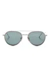 Thom Browne Logo-engraved Pilot-frame Sunglasses In Silver
