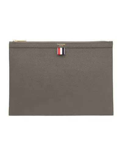 Thom Browne Logo File Bag In Green