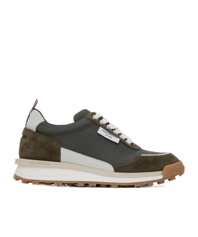 Thom Browne Khaki Alumni Sneakers In 320 Dk Green
