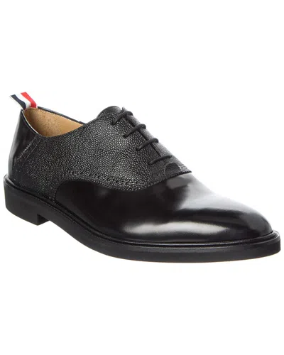 Thom Browne Logo Leather Oxford In Black