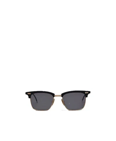 Thom Browne Logo Logo Rectangular Sunglasses In Black