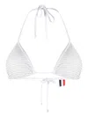 Thom Browne Logo-patch Bikini Top In Grey