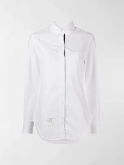 Thom Browne Logo-patch Button-down Shirt In Weiss