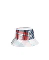 Thom Browne Logo-patch Checked Bucket Hat In White