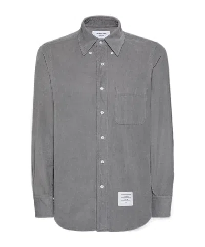 Thom Browne Logo-patch Corduroy Shirt In Gray