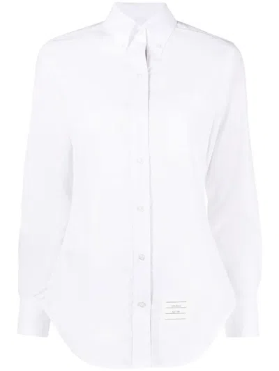 THOM BROWNE LOGO-PATCH COTTON SHIRT