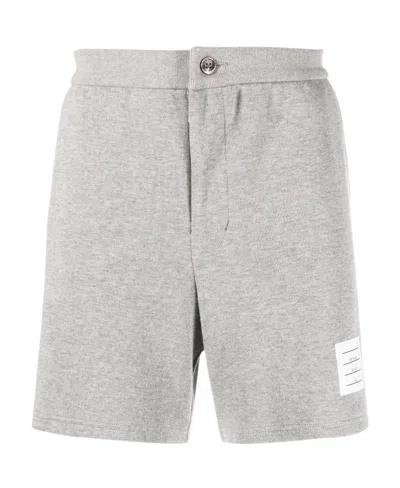 Thom Browne Logo-patch Cotton Shorts In Gray