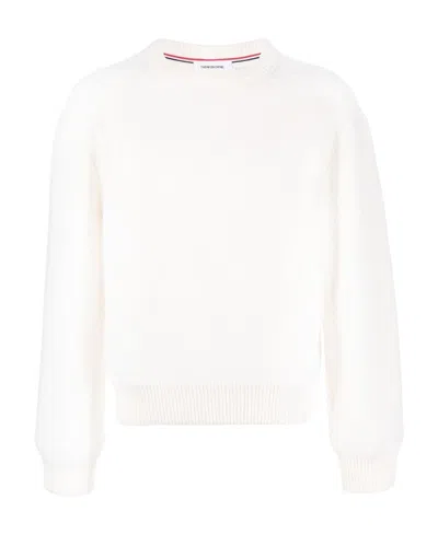 Thom Browne Logo-patch Crew Neck Jumper In White