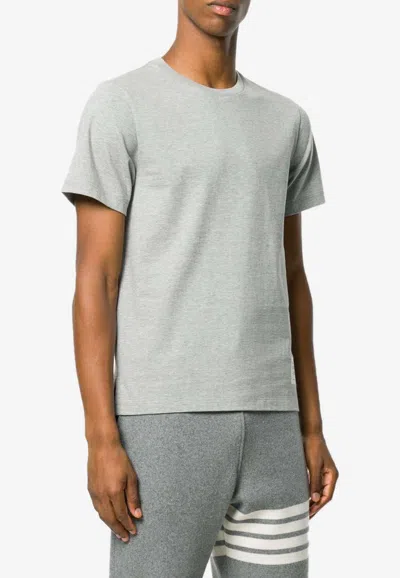 Thom Browne Logo Patch Crewneck T-shirt In Gray