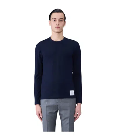 THOM BROWNE THOM BROWNE LOGO PATCH DETAIL CREWNECK JUMPER