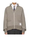 Thom Browne Logo-patch Detail Knit Cardigan In Nude