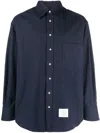 Thom Browne Logo-patch Detail Shirt In Blue