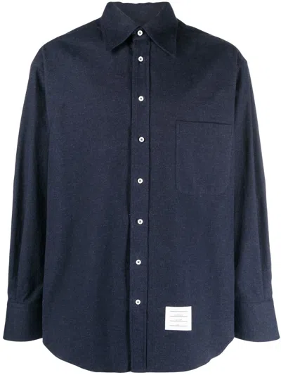 Thom Browne Logo-patch Detail Shirt In Blue