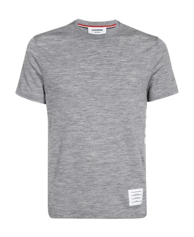 Thom Browne Logo-patch Detail T-shirt In Gray