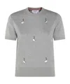 Thom Browne Knitwear Crewneck Embroidered Short Sleeves In Gray
