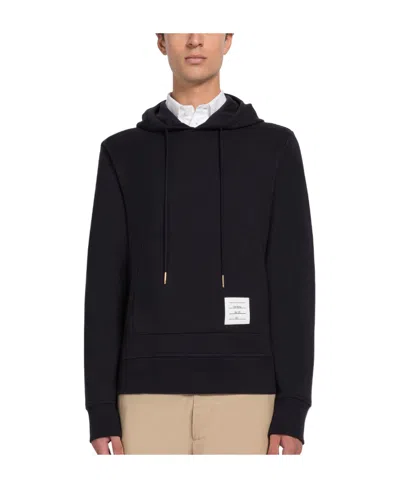 Thom Browne Logo-patch Hoodie In Black