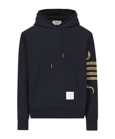 Thom Browne Logo Patch Hoodie In Black