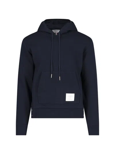 Thom Browne Logo Patch Hoodie In Blue