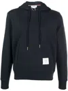 Thom Browne Grosgrain Band Cotton Jersey Hoodie In Navy