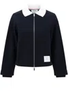 Thom Browne Ribbed Collar Jacket In Blue
