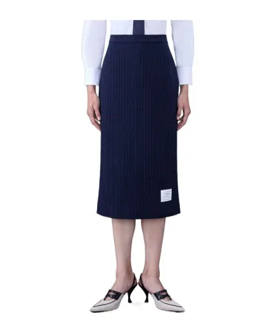Thom Browne Logo-patch Jacquard Skirt In Black