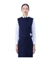 Thom Browne Logo-patch Jacquard Top In Blue