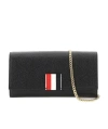 Thom Browne Signature Logo Leather Chain Clutch In Black