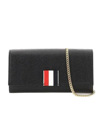 Thom Browne Logo-patch Leather Shoulder Bag In Black